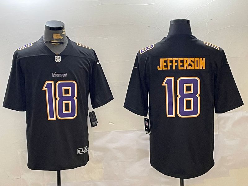 Men Minnesota Vikings #18 Jefferson Black 2024 Nike Limited NFL Jersey style 1